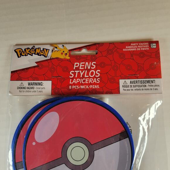 Pokemon Pokeball Party Favor Pens 8ct Officially Licensed Amscan New - Picture 6 of 7